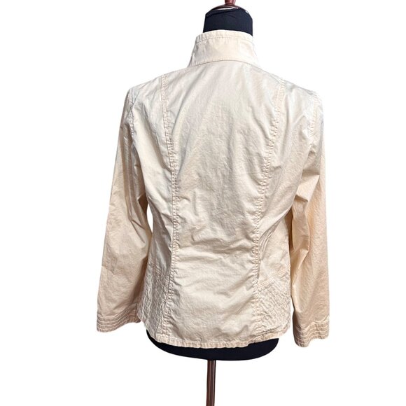 Chico's Jacket Size 1 M Pale Yellow Full Zip Pockets Lightweight Summer - Picture 3 of 12
